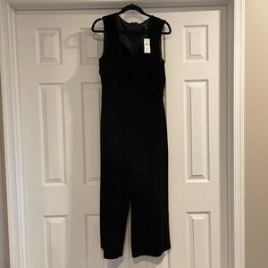 NWT Banana Republic sleeveless black velvet jumpsuit wide leg size 14 petite